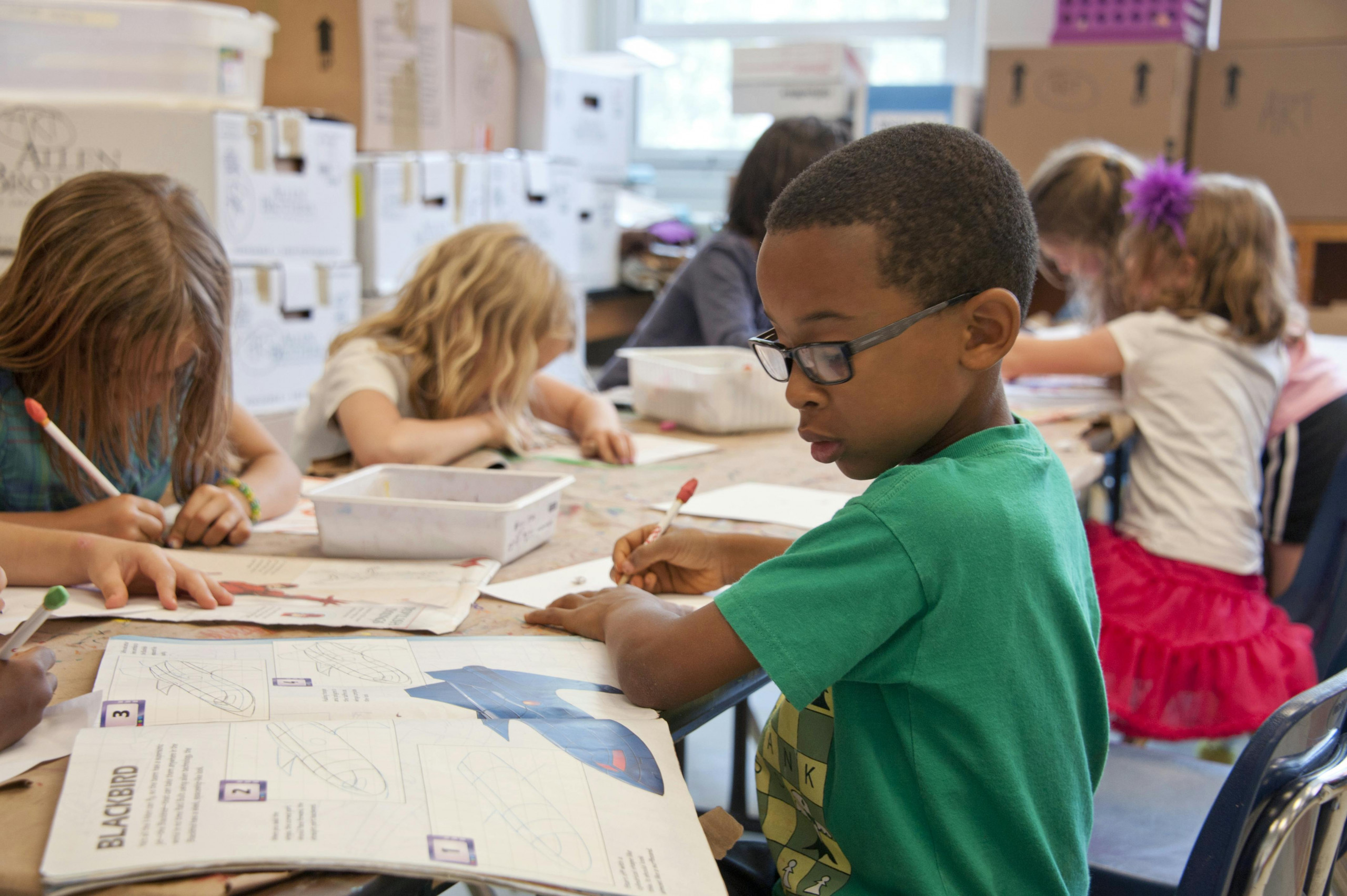 Students creating art together